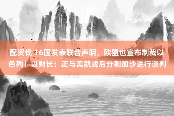 配资伐 16国发表联合声明，欧盟也宣布制裁以色列！以财长：正与美就战后分割加沙进行谈判