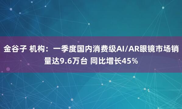 金谷子 机构：一季度国内消费级AI/AR眼镜市场销量达9.6万台 同比增长45%